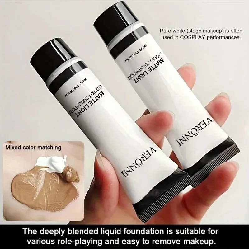 1PC/2PCS White Liquid Foundation 37ml Full Coverage Oil Control Long Lasting for Stage Halloween Cosplay Makeup - Image 6