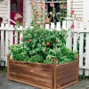 Wood Planter Box Outdoor Raised Garden Planter Bed for Flowers Vegetables