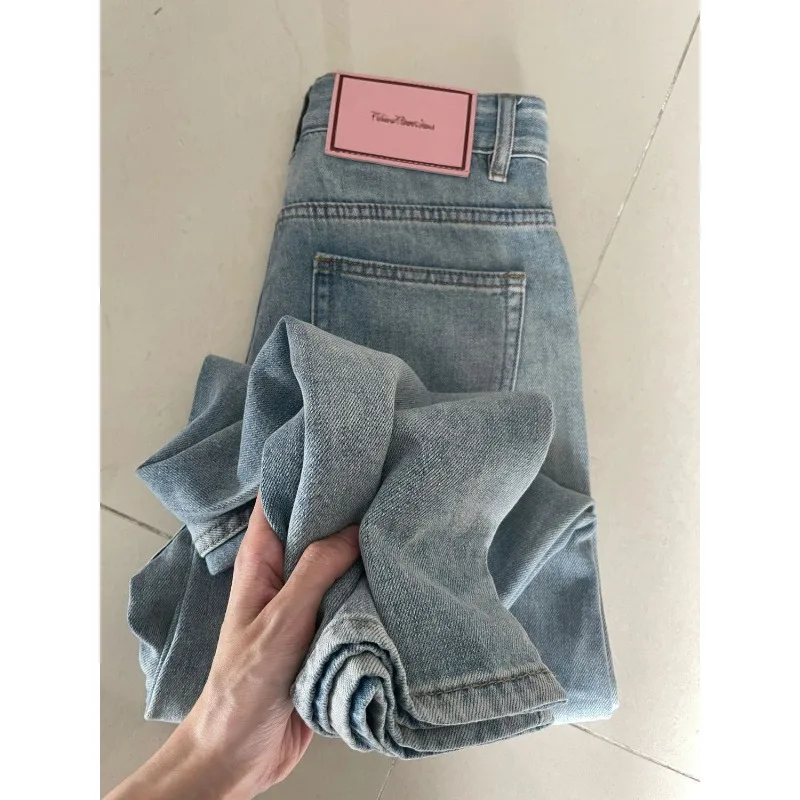 Y2K Baggy Jeans for Women High Waist Loose Straight Leg Trousers Light Color Stretchy Comfort Casual Wide Pants