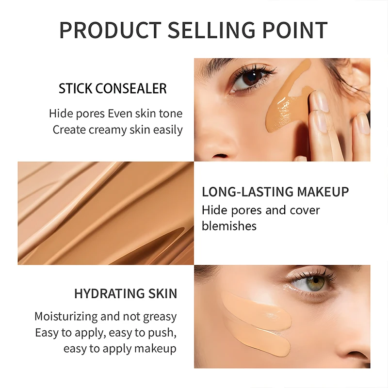 O'CHEAL Temperature Changing Foundation Stick Facial Coverage Blemishes Pores Double-Headed Face Matte Makeup Foundation Cream - Image 6