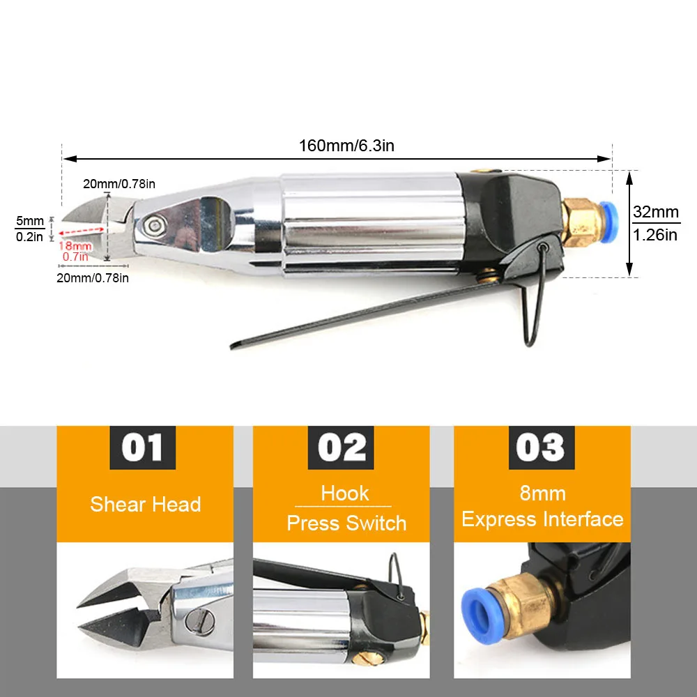 Air Pneumatic Cutting Pliers Scissors Pneumatic Diagonal Cutting Tool Plastics Copper Wire Soft Iron Wire Cutting Metal Shear - Image 2