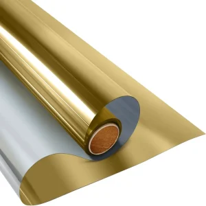 Window Film One Way Daytime Privacy Sun Blocking Anti UV Reflective Window Tint for Home and Office, Gold-Silver