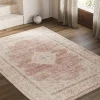 Pink Carpets for Living Room Decoration Retro Ethnic Floor Mat Home Sofa Bedroom Cloakroom Corridor Decorative Rugs Washable