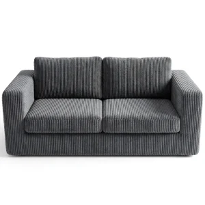 RUMMY 2-Seater Corduroy Sofa, Modern Upholstered Loveseat with High-Resilience Foam, Deep Seat for Living Room