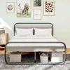 HOMCOM 5ft Metal Platform King Size Bed Frame with Under Bed Storage