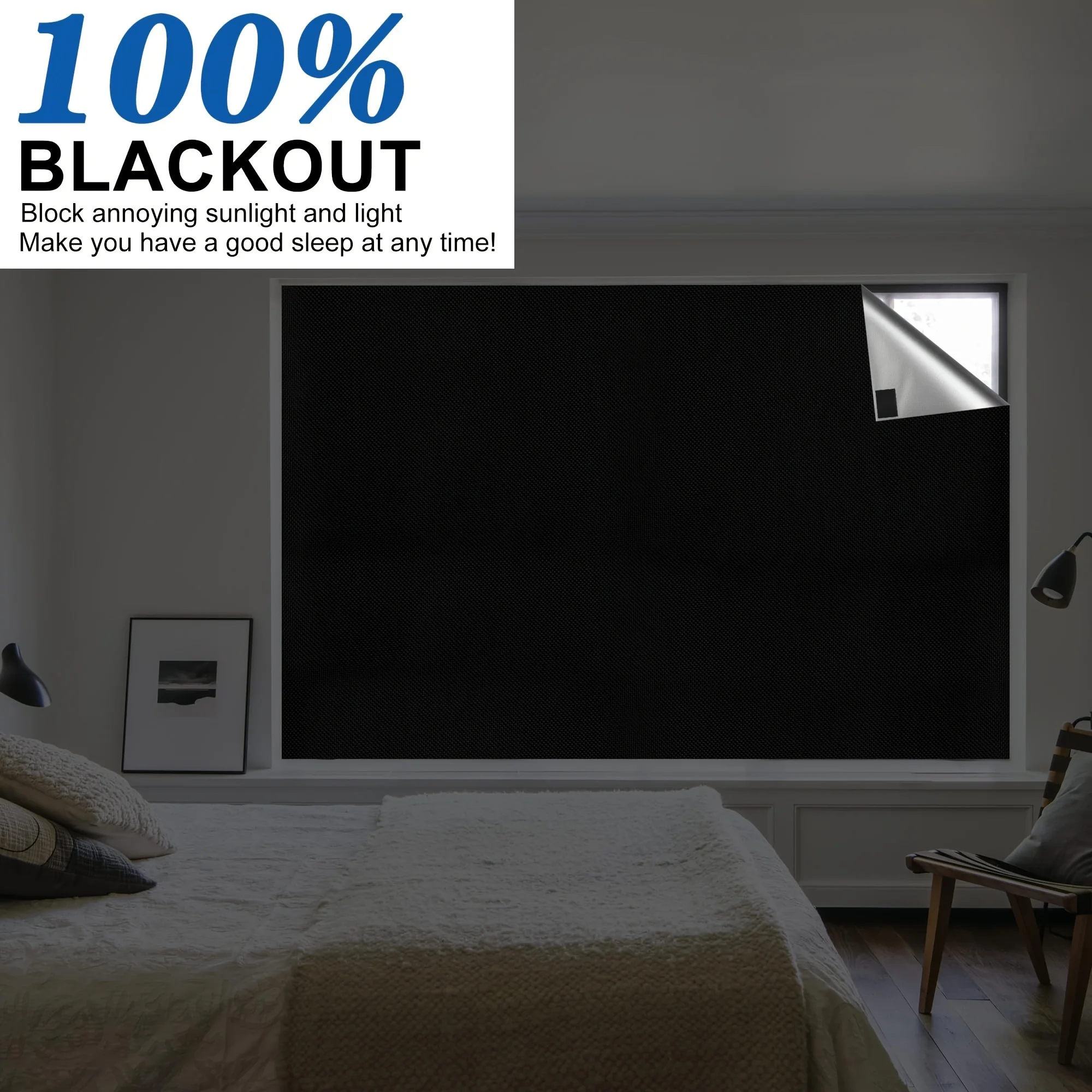 100 Blackout Window Cover Darkest Light Block Black Shade Privacy Film Anti Look House Home Tint Glass Cloth Curtain Bedroom - Image 5
