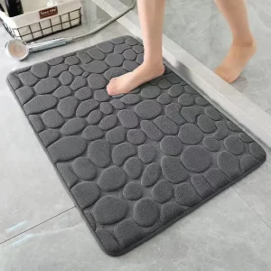 3D Bathroom Anti-slip Mat Pebble Patterned Absorbent Pad Bath Mats Doormat Carpet Cobblestone Embossed Door Floor