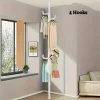 Clothes Rail, Household Use Upright Coat Hanger, Vertical Storage Rack Height Adjustable with Hanging Rails for Bedroom, White