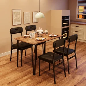 Dining Table Set for 4, Kitchen Table and Chairs for 4, 5 Piece Kitchen Dining Room Table Set,Wood Modern Rectangle Dining Table