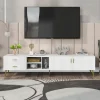 PINGGO Modern Minimalist TV Cabinet Entertainment Center TV Console Table Modern Entertainment Center Media Console White