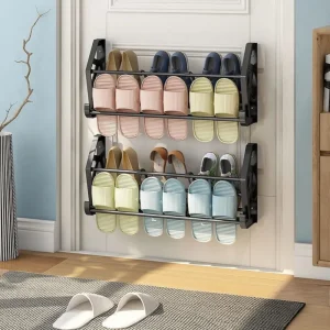 42-63CM Shoemaker Organizer Bathroom Slipper Rack Wall Mounted Non Perforated Stainless Steel Toilet Door For spice rack