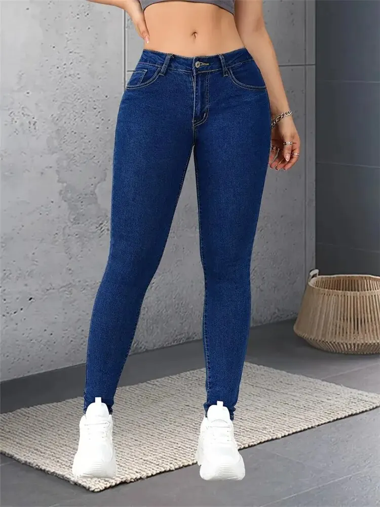 Women Stretch Skinny Jeans Lady Slim Fit Pencil Jeans Girls Leggings Straight Leg Denim Pants Blue Gray Black Sexy Long Trousers - Image 5