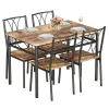 5 pcs Dining Table Set, Kitchen Table and Chairs Set for 4, Easy to Clean, Metal Frame Wooden Table Top Small Space for Kitchen