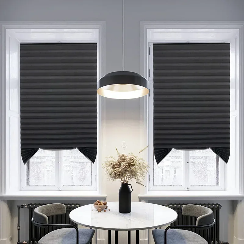Easy to Install Light Filtering Pleated Paper Shades for Window Temporary and Portable Blinds with Clips Roman Zebra Curtain - Image 2