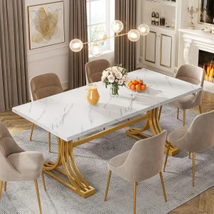 LITTLE TREE Rectangular Dining Table for 4 to 6, Modern Kitchen Table, Large Dinner Table for Dining Room, Chair Not Included