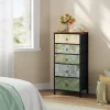 WOLTU Fabric Chest of Drawers with 5 Drawers Storage Organizer Sideboard Vintage Narrow Drawer Cabinet for Kitchen Hallway Home