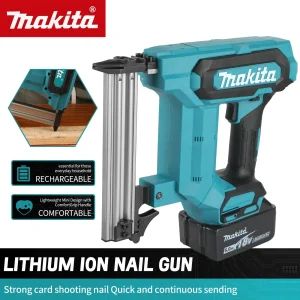 Makita Lithium-Ion Nail Gun:18V, 6.0Ah Battery, 100-Nail Capacity, Cordless, Ideal for Flooring, Shelving & DIY Wood Projects