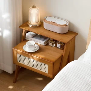 【Lifeideas】Wooden Nightstand Storage Cabinet with Shelf Bedroom Livingroom Side Table Decoration