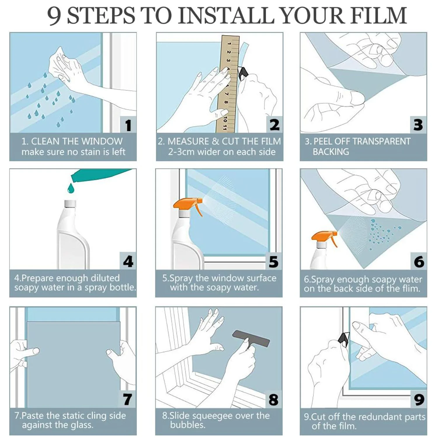 Frosted Window Privacy Film Heat Control UV Blocking, Static Cling Non-Adhesive Reusable Door coverings for Bathroom Home Office - Image 6