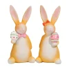 Lifelike Bunny Sculpture Resin Figurines Animal Statue for Table Garden Landscape Home Decorative Figures Easter Spring