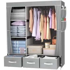Portable Wardrobe Clothes Organizer Non-Woven Fabric Wardrobe Storage Cupboard 105*45*163cm Storage Shelves
