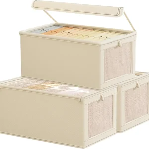 1PC Foldable Oxford Cloth Storage Box Dustproof Household Clothes Organizer with Transparent Window for Home Use