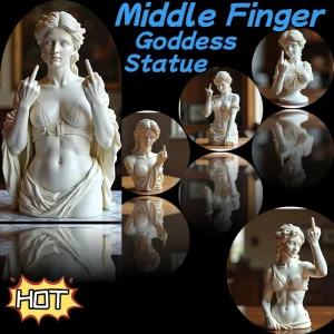 Greek Statue Goddess Middle Finger Ornaments Funny Goddess Statue 3D Resin Figure Home Decoration Cultural Halloween Decoration