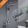 VGX Luxury Chrome Shower System Four-function Bathroom Shower Faucet Set Rainlfall Bathroom Mixer Taps Bidet Shower Set Grey