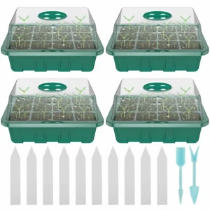 4Pcs Mini Greenhouse 12 Compartments Indoor Greenhouse Propagation Greenhouse Nursery Box With Air Vent