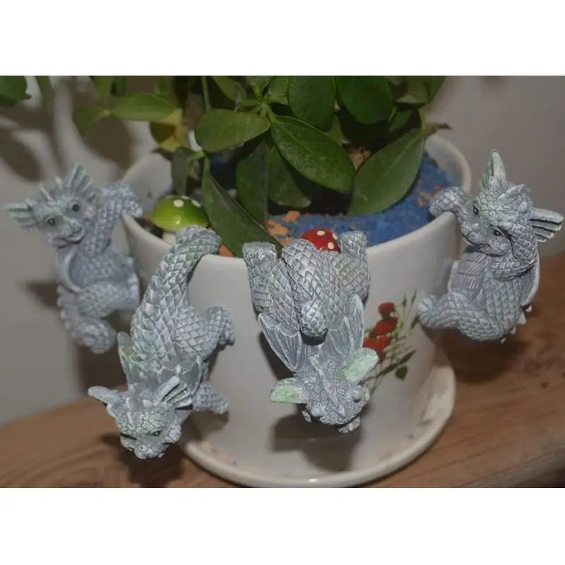 4pcs Resin Cute Garden Statue Decoration Flowerpot Hanger Sculpture Planter Computer Edges Hanging Figurine Dragon Ornament 4pcs Resin Cute Garden Statue Decoration Flowerpot Hanger Sculpture Planter Computer Edges Hanging Figurine Dragon Ornament