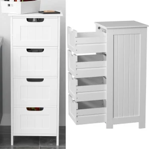 DayPlus Chest of Drawers Storage Cabinet Bedroom,White Chest of Drawers, 4 Drawers Dresser for Bedroom,Living Room,Hallway