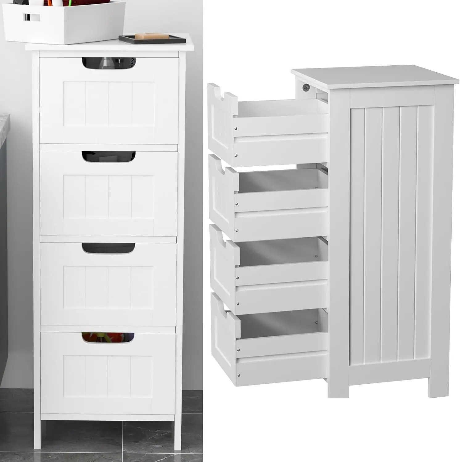 DayPlus Chest of Drawers Storage Cabinet Bedroom,White Chest of Drawers, 4 Drawers Dresser for Bedroom,Living Room,Hallway
