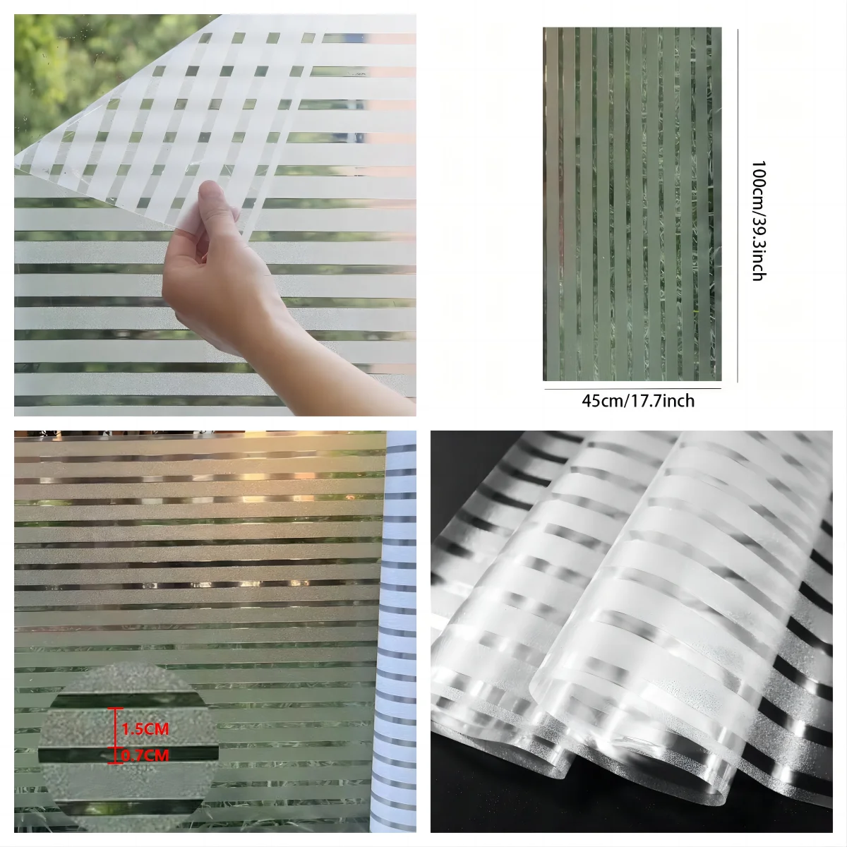 Frosted Window Film Privacy Film for Glass Windows Stripe Patterns Window Frosting Film Self-Adhesive Glass Film for Home Office - Image 6