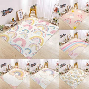 RANIBOW Print Area Rug Floor Mat Non-Slip Machine Washable Flannel Carpet for Home Living Room Kids Playmat Bedroom Floor Mat