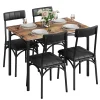 Dining Table Set for 4, 5 Piece Kitchen Table and Chairs for 4 with Upholstered Chairs, Rectangular Dining Room Table Set, Kitch