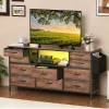 YITAHOME 65 Inch TV Stand with RGB LED Lights - 140CM TV Cabinet with 10 Foldable Drawers & Shelves for Living Room