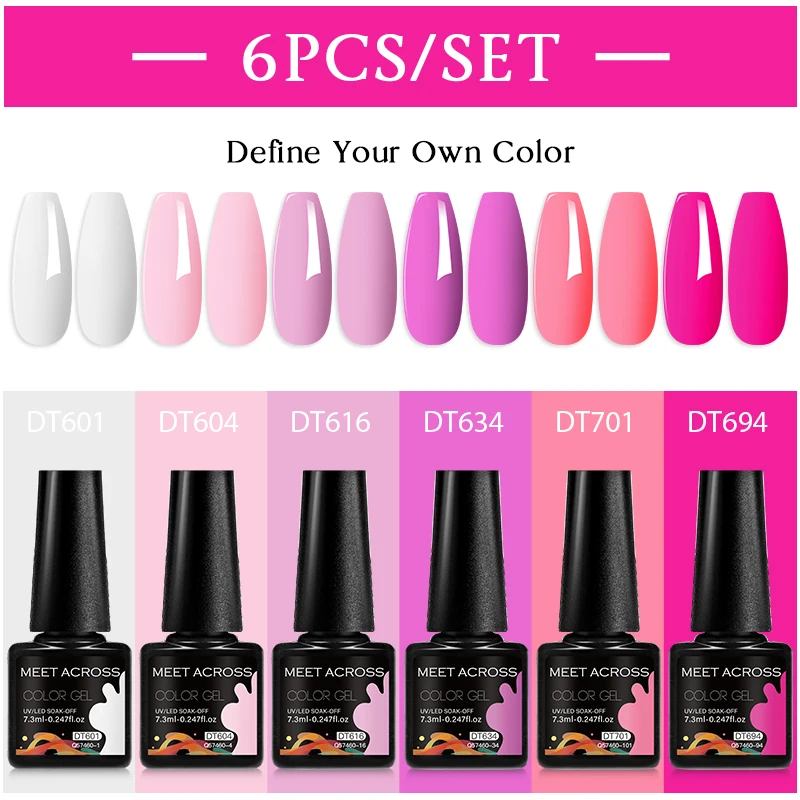 6pcs Nail Gel Polish Set Nude Pink Red UV/LED Nail Art Vernis Gel for Manicure Design All-Season Semi Permanent Quick Dry - Image 2
