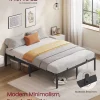 VASAGLE Double Metal Bed Frame, 135 x 190 cm, Under-Bed Space, Modern Style, for Guest Room, Easy Assembly