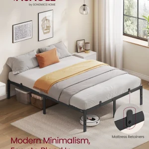 VASAGLE Double Metal Bed Frame, 135 x 190 cm, Under-Bed Space, Modern Style, for Guest Room, Easy Assembly