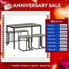 HOMCOM Dining Table Set, Concrete Effect Table and Chairs for 4 People, Grey