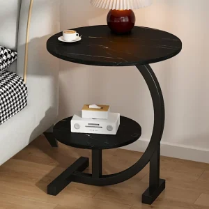 Modern lightweight luxury coffee table, round flower bedside table, C-shaped portable side table for the living room sofa
