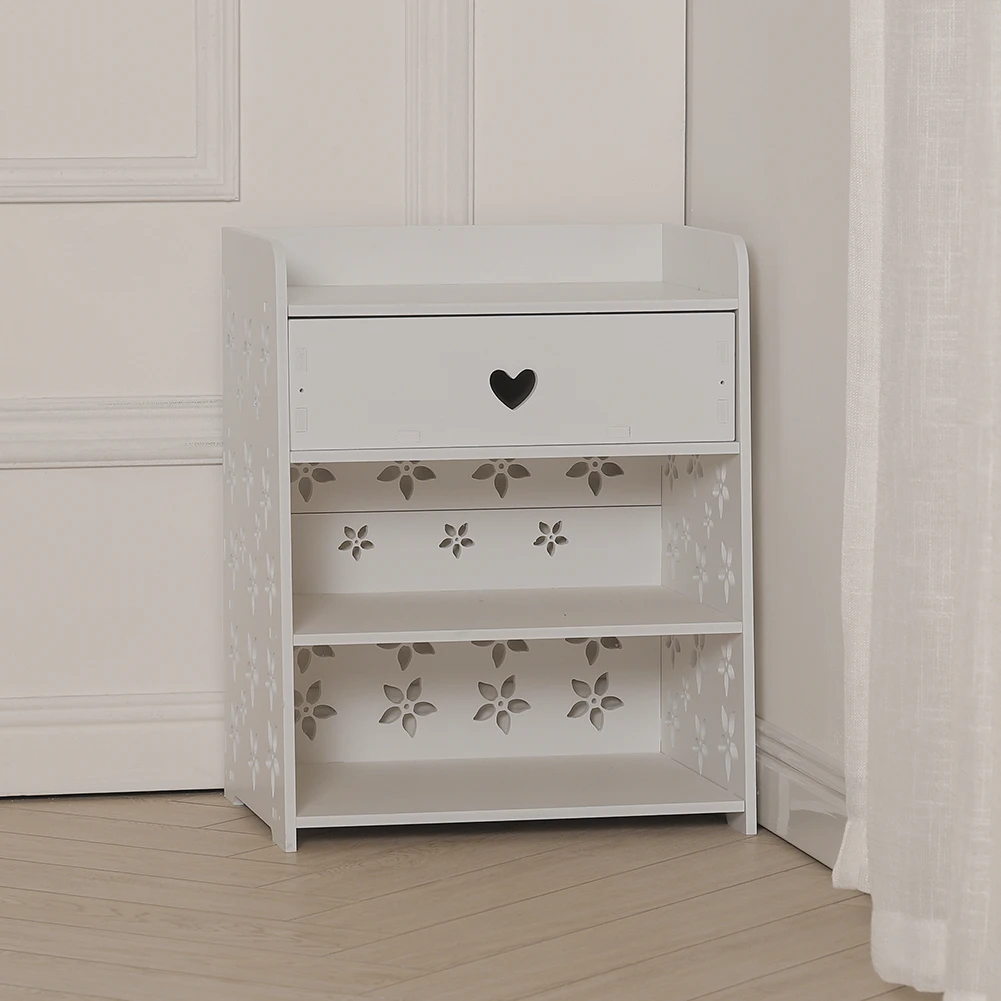 Wooden hollow bedside table storage cabinet with drawers bedroom bedside table living room side table, sofa side coffee table - Image 2