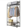 Freestanding Garment Rack Metal Bedroom Storage Clothes Rail Show Stand with Shelves