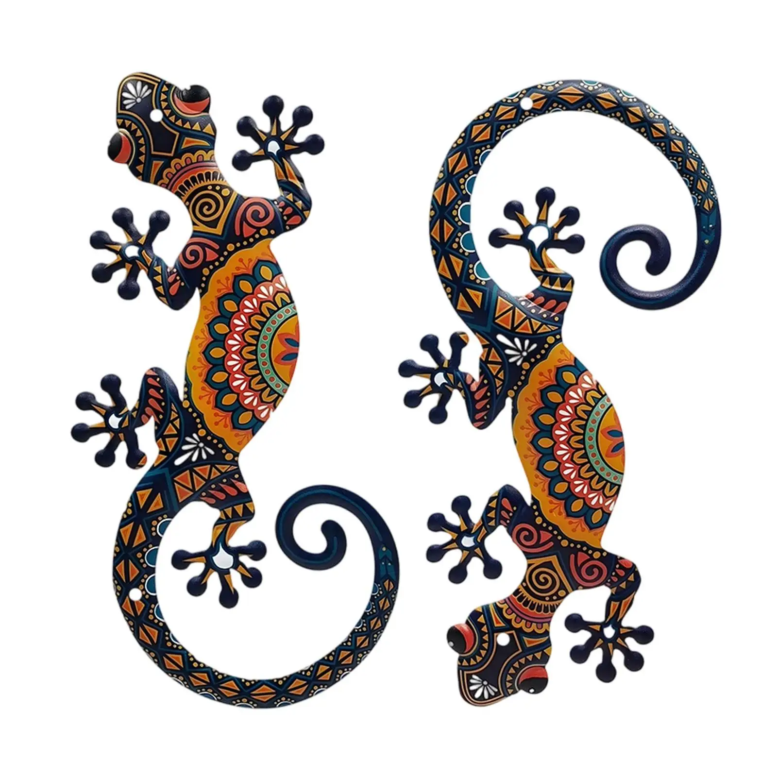 Vivid Gecko Iron Wall Art Handmade Lizard Sculpture for Garden Fence Living Room Decoration
