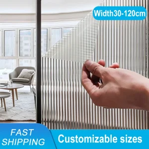 Window Privacy Film, Stained Glass Window Film, 3D Reeded Glass Film, Frosted Window Stickers for Bathroom