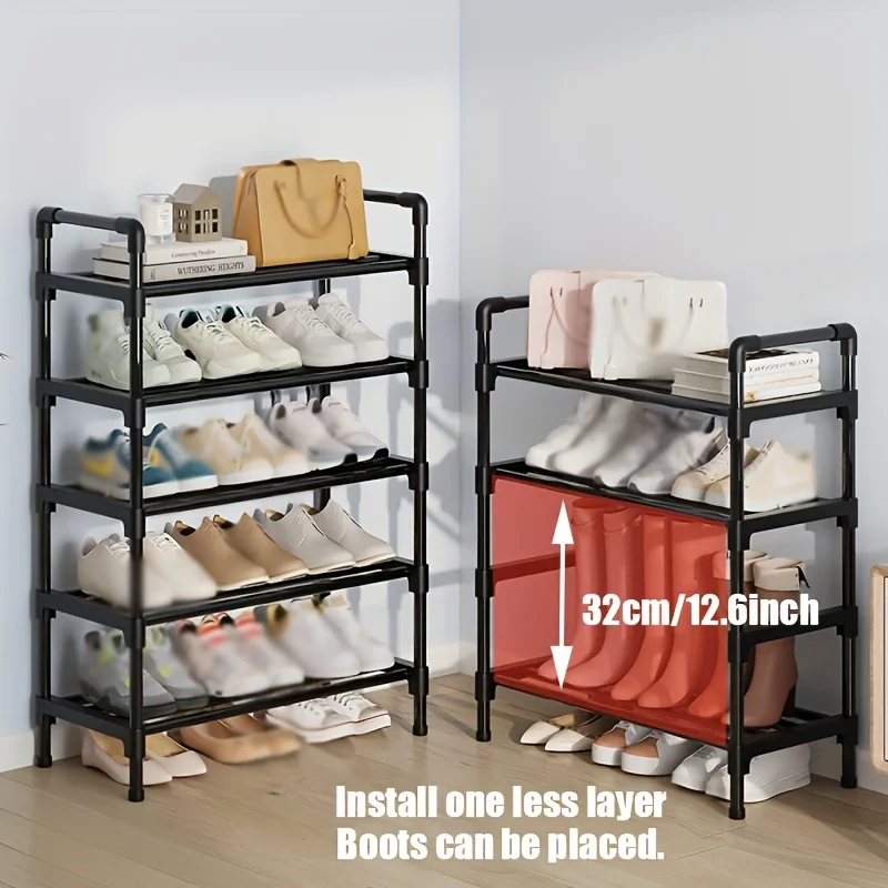 Multi-Tier Metal Shoe Rack Stackable Organizer Freestanding Black Space Saving Storage for Closet Bedroom Indoor Outdoor Use - Image 4
