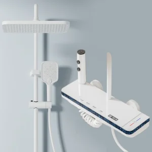 Starry Sky LED Light Bathroom Faucet Shower Set Temperature Display Shower System 4 Function Hot Cold Shower Mixer Tap Bathtub