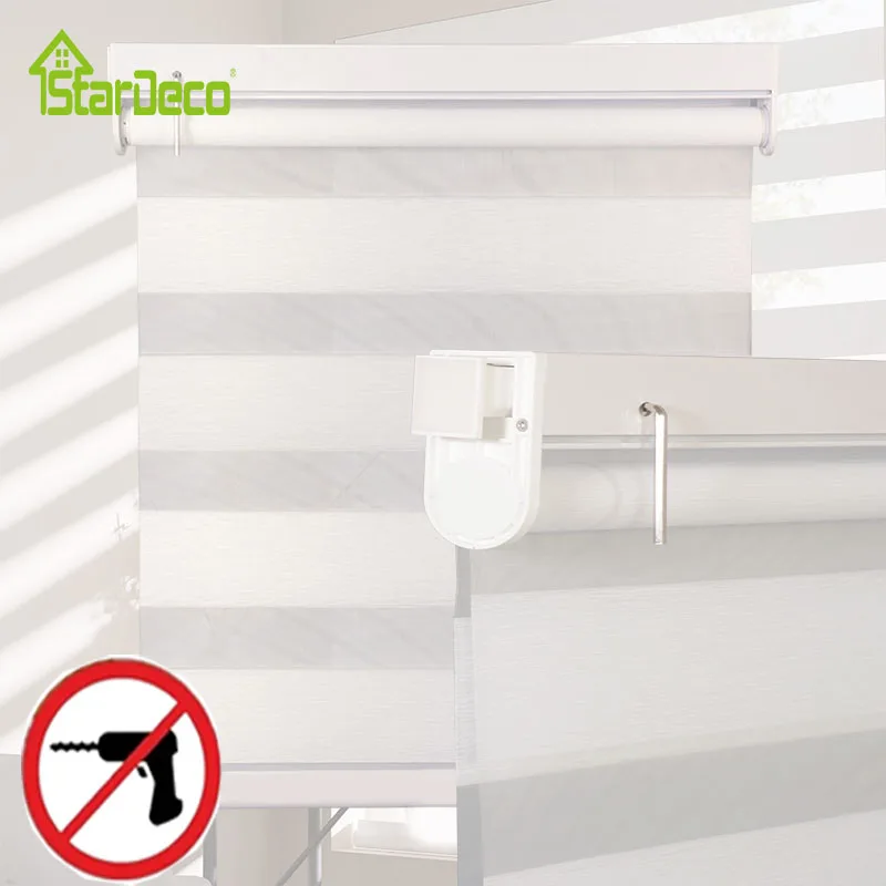 Zebra Blinds Cordless No Drill. Blackout & light filtering. Easy install window shades for modern home, kitchen, office. - Image 2