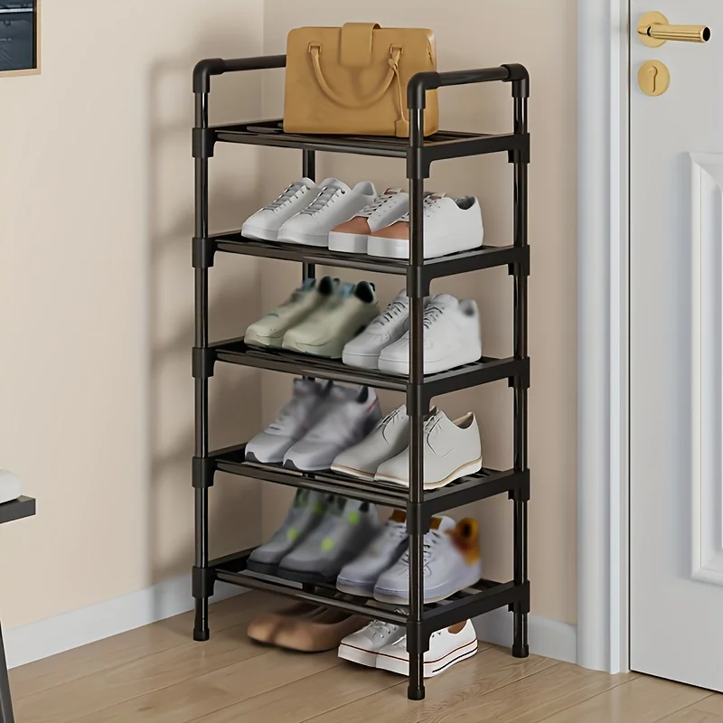 Multi-Tier Metal Shoe Rack Stackable Organizer Freestanding Black Space Saving Storage for Closet Bedroom Indoor Outdoor Use - Image 2