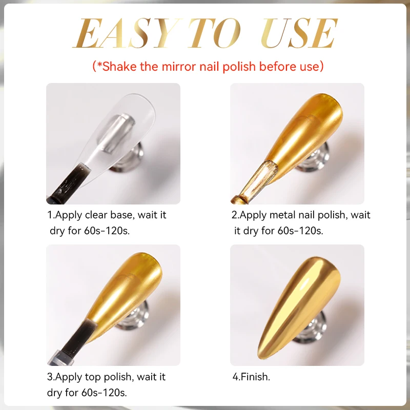 LILYCUTE 7ml Mirror Silver Metallic Nail Polish Super Bright Metal Effect Nail Art Varnish Fast Drying No Need Lamp For Manicure - Image 6